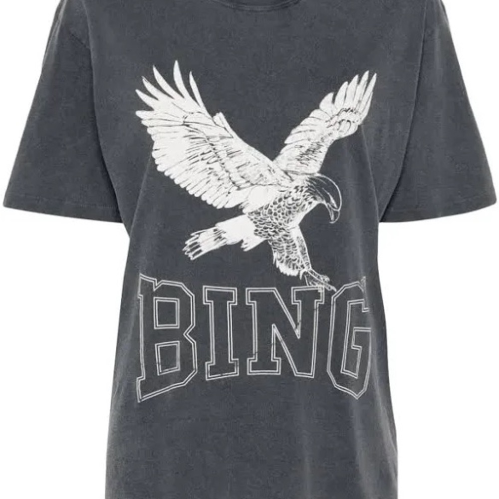 Anine Bing Dark Gray Eagle Graphic T-Shirt